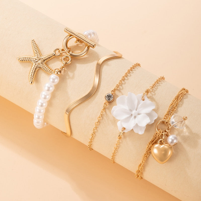 5pcs/sets Luxury Flowers Bracelets